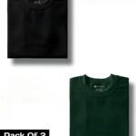 Plain Black & Bottle Green : Half Sleeve T-Shirt