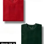 Plain Red & Bottle Green : Half Sleeve T-Shirt