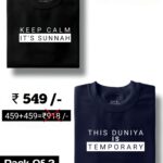Keep Calm It's Sunnah & This duniya is temporary : Half Sleeve Combo – Black & Navy Blue