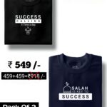 Success calling 5 time a day & Salah is key to success Half Sleeve Combo – Black & Navy Blue