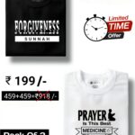 Forgiveness Is Part Of The Sunnah - Black & Prayer Is The Best Medicine - White : Half Sleeve Combo