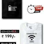 Charge your imaan - Black & Connected to deen - White : Half Sleeve Combo
