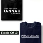 Islam is my deen jannah is my dream - Black & Proud Ummati - Navy Blue : Half Sleeve Combo