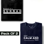 Brand It's Sunnah - Black & Keep clam and pray - Navy Blue : Half Sleeve Combo