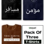 Musafir Black & Momin Navy Blue & This duniya is temporary Coffee : Half Sleeve Combo