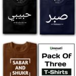 Habibi Black & Sabar Navy Blue & Sabar and shukr Coffee : Half Sleeve Combo