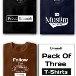 Proud To Be Ummati Black & I’m Muslim Everyday Navy Blue & Follow Sunnah Not Society Coffee : Half Sleeve Combo