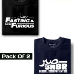 Fasting Not Furious, Black & Sabr Be Patient, Navy Blue : Half Sleeve Combo